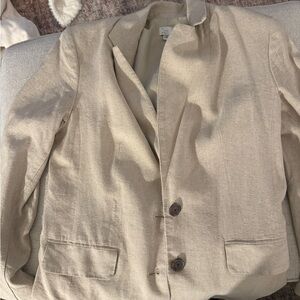 Beige Blazer with Button Closure